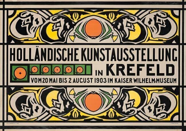 Affiche annonçant l'exposition d'art hollandais au musée Kaiserfeld de Krefeld Johann Thorn Prikker