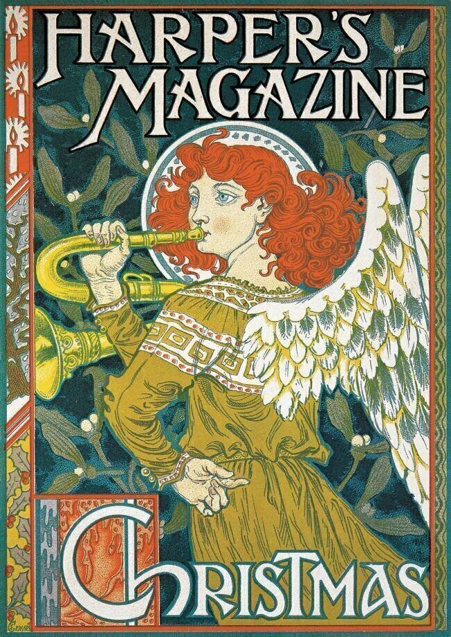 Affiche annonçant un numéro de Noël du «Harper's Magazine» Eugène Grasset
