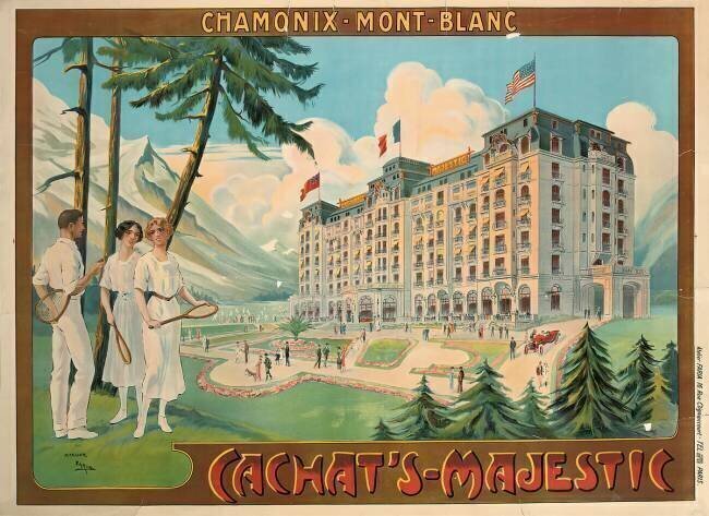 Affiche publicitaire de l'hôtel Cachat's Majestic et Chamonix-Mont Blanc Cândido de Faria
