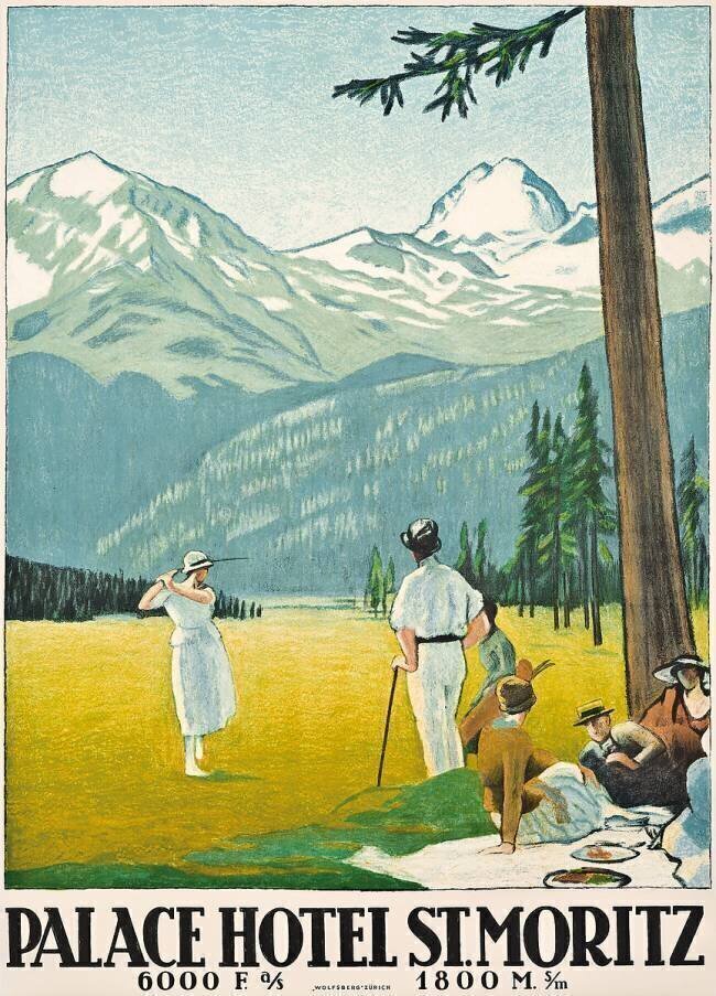 Affiche publicitaire pour le Palace Hotel à Saint Moritz Emil Cardinaux