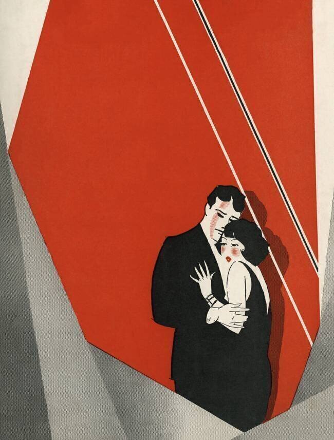 Art Deco Design of a Woman Clinging to Her Man anonyme