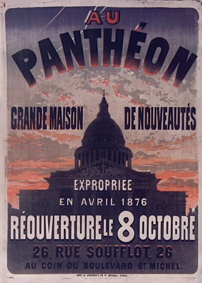 Au Panthéon grande maison de nouveautés Jules Chéret