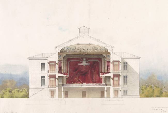 Avant-projet pour le Casino de Royan, coupe transversale sur le théâtre Gaston Redon