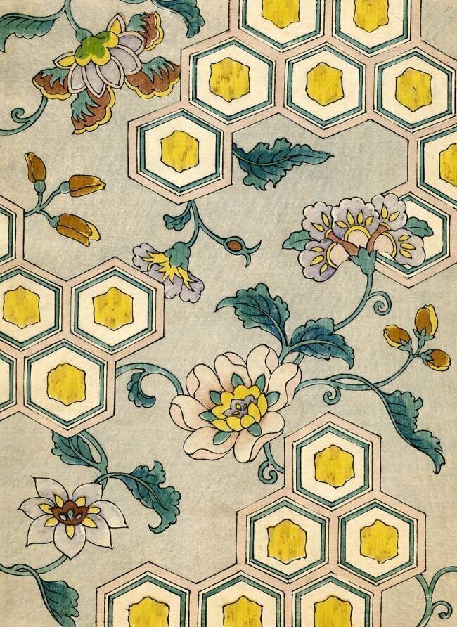 Blossoms on a Honeycomb Background anonyme