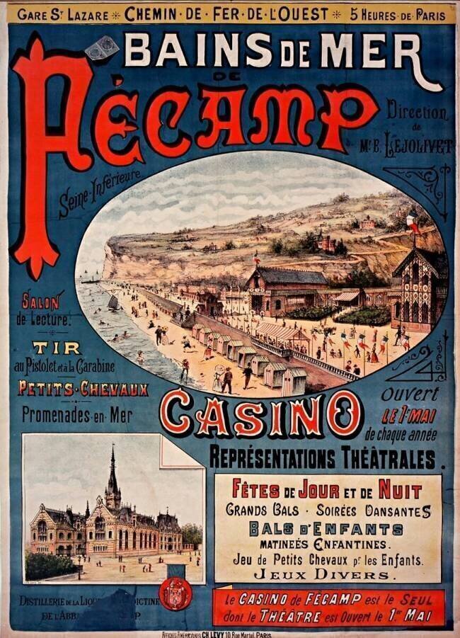 Chemin de fer de l'Ouest...Bains de mer de Fécamp, Seine inférieure...Casino...Représentations théâtrales, fêtes de jour et de nuit. .. Charles Levy