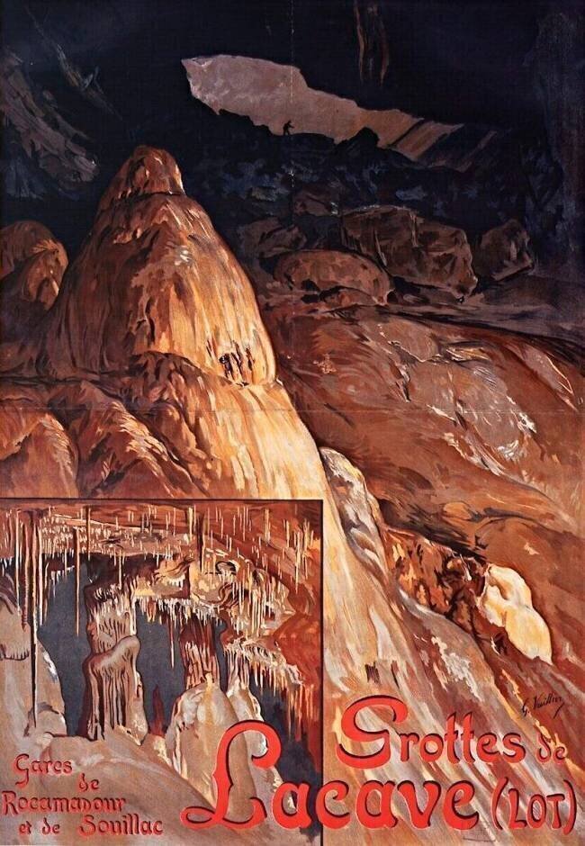 Chemin de Fer d'Orléans. Grottes de Lacave (Lot), gares de Rocamadour et de Souillac Gaston Vuillier