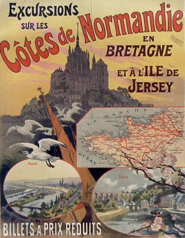 Chemins de fer de l'Ouest. Excursions sur les Côtes de Normandie, en Bretagne et à l'Ile de Jersey anonyme
