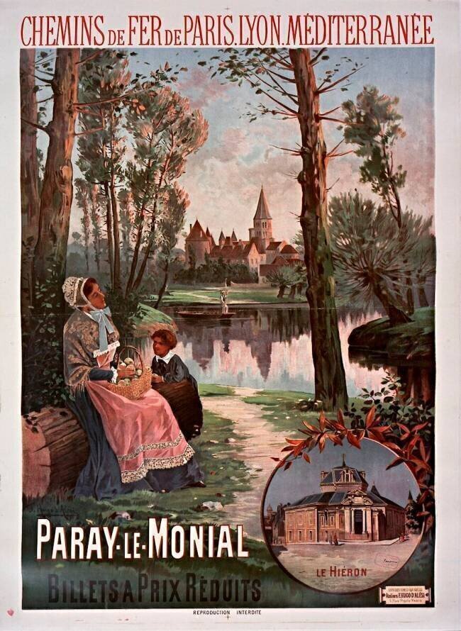 Chemins de Fer de Paris Lyon Méditerranée. Paray-le-Monial. Billets à prix réduits. Hugo d'Alesi