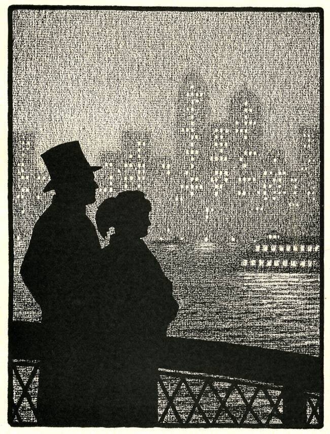 Couple Looking at Manhattan Skyline anonyme