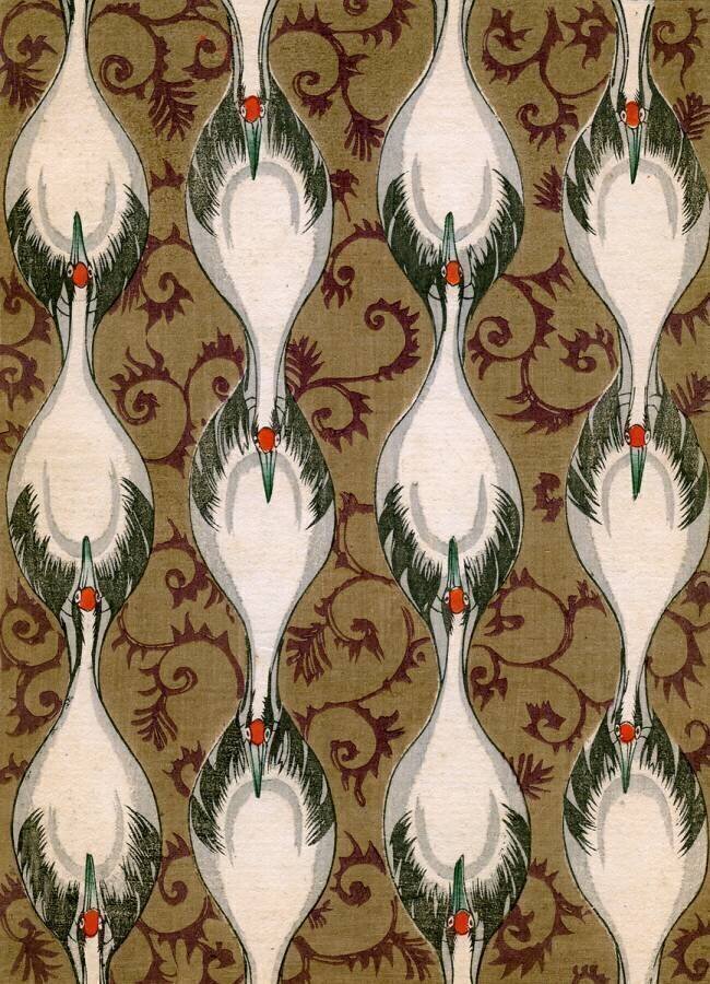 Cranes Flying in an Abstract Pattern anonyme