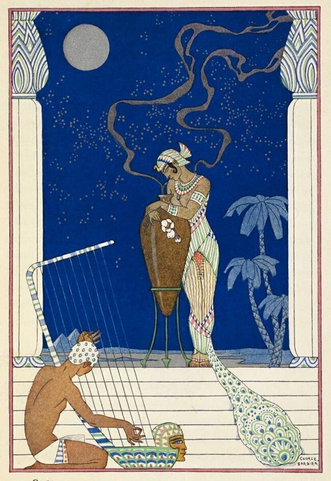 Egypte. Un personnage et musicien égyptien George Barbier