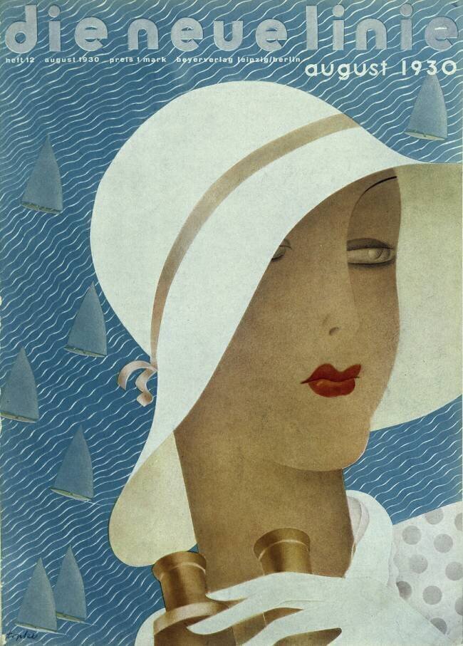 Femme élégante tenant des jumelles Otto Arpke