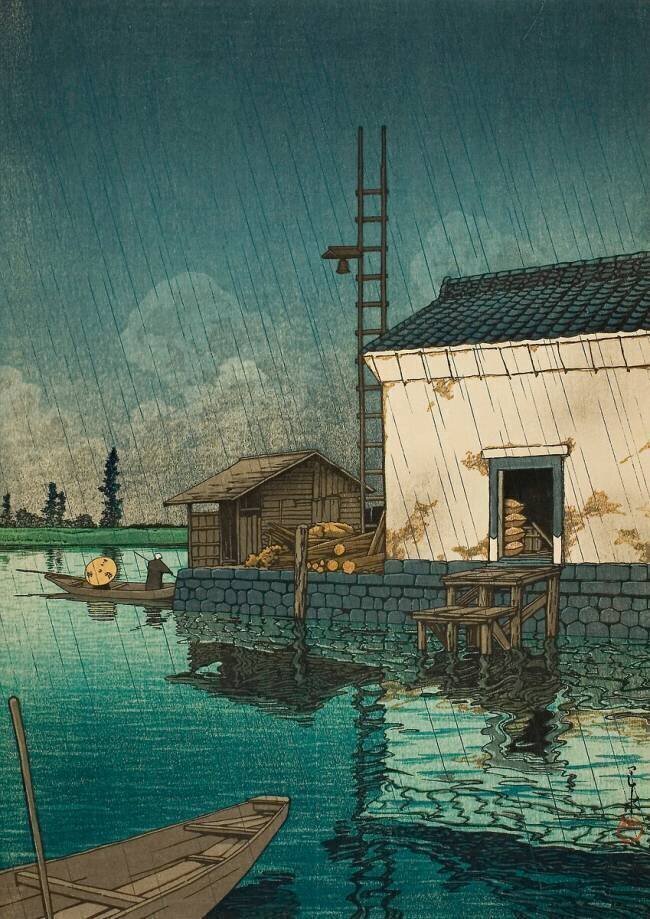 Fossé Ushibori sous la pluie, Novembre 1929 Hasui Kawase