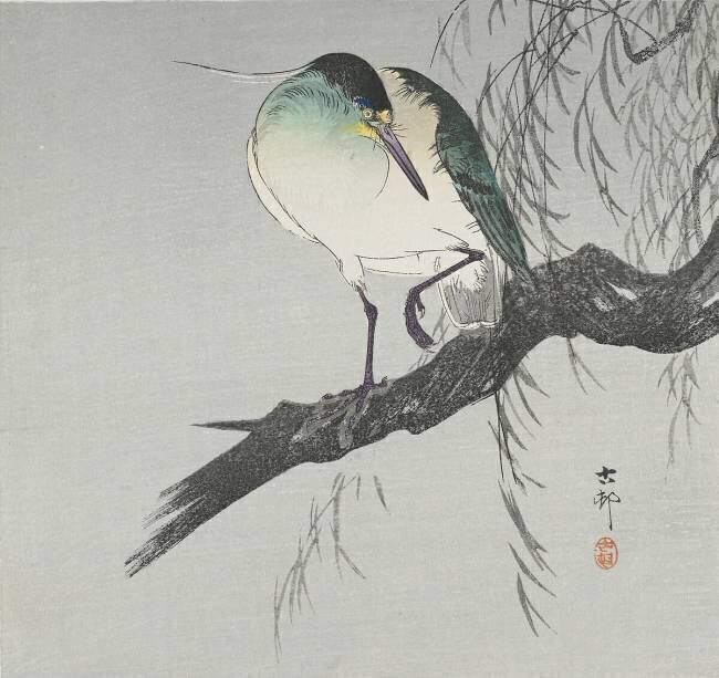 Héron sur une branche Ohara Koson