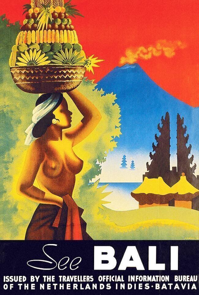 Indonésie : Affiche touristique des Indes orientales néerlandaises pour Bali F. Korver