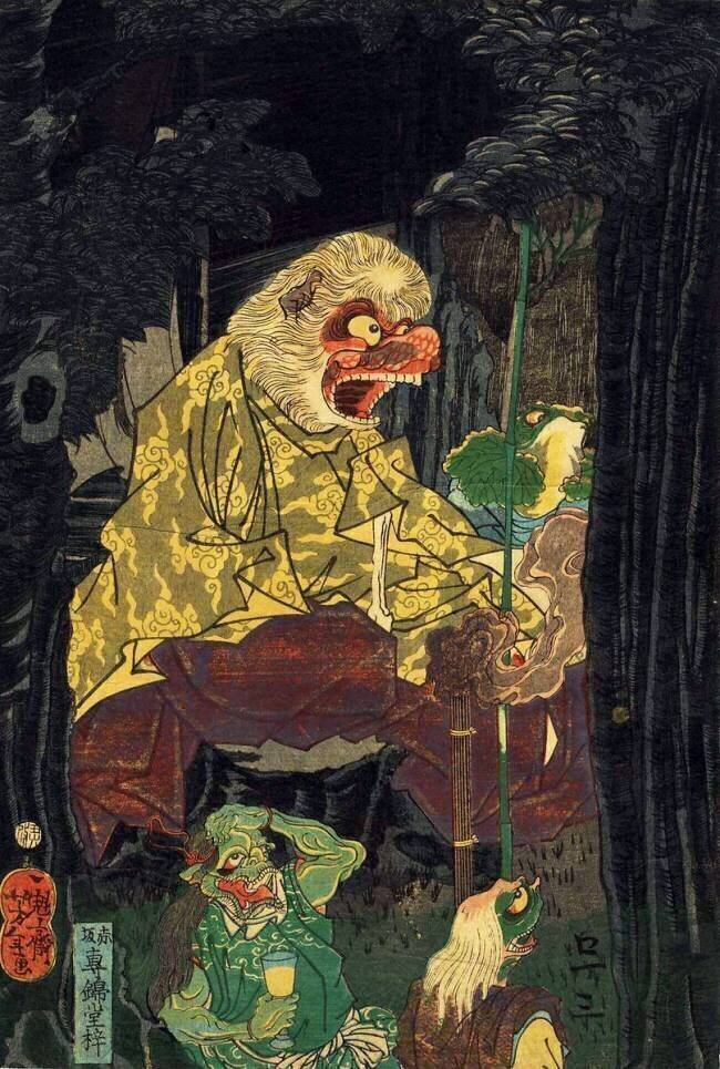 Iwami Shigetaro sauvant une beauté des babouins Tsukioka Yoshitoshi