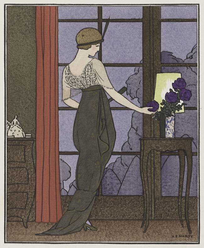 "La caresse à la rose" : Robe de dîner de Doeuillet André-Edouard Marty