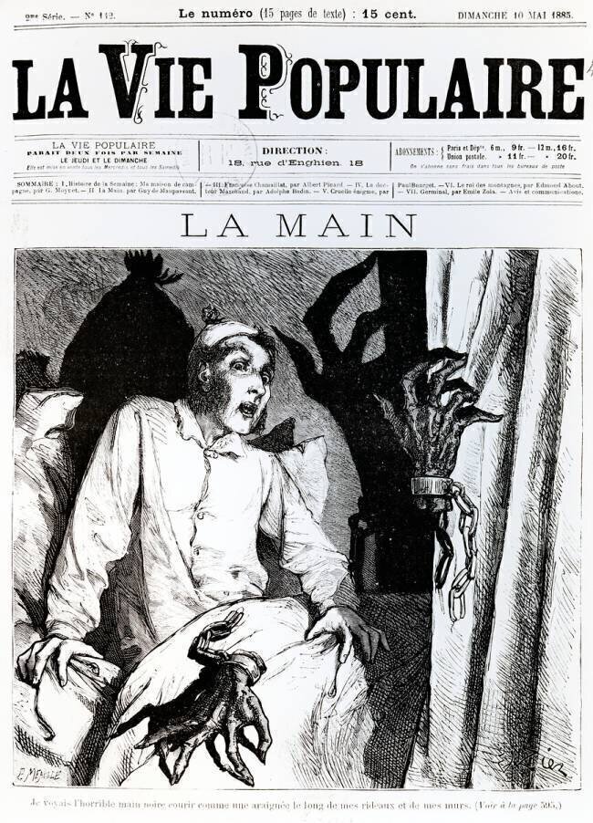 La Main, illustration pour la nouvelle de Guy de Maupassant anonyme