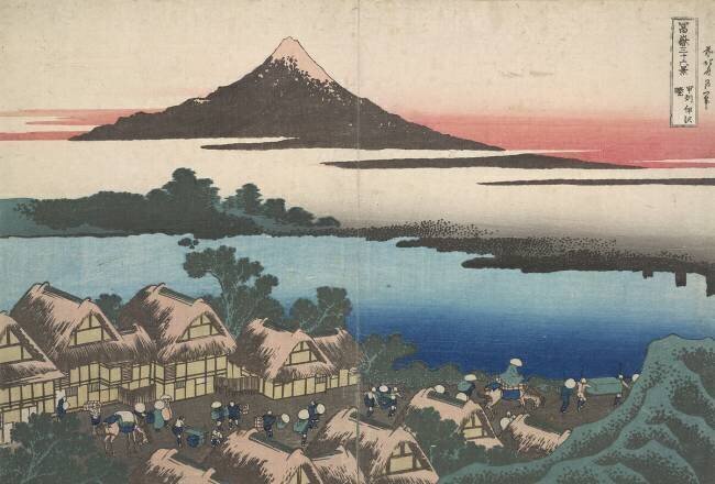 L'aurore à Isawa dans la province de Kai , le mont Fuji Hokusai