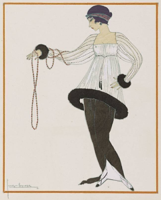 "Le colier nouveau" : Robe du soir de Paul Poiret Georges Lepape