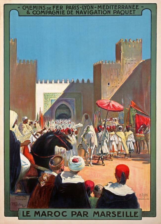 Le Maroc par Marseille / Le Sultan se rendant à la Mosquée de Fez Maurice Romberg