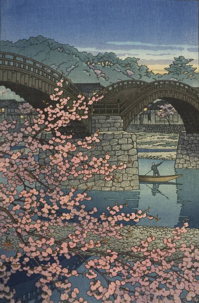 Le Pont Kintai au printemps Hasui Kawase