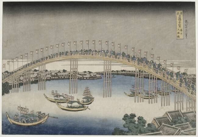 Le pont Tenma dans la province de Settsu Hokusai