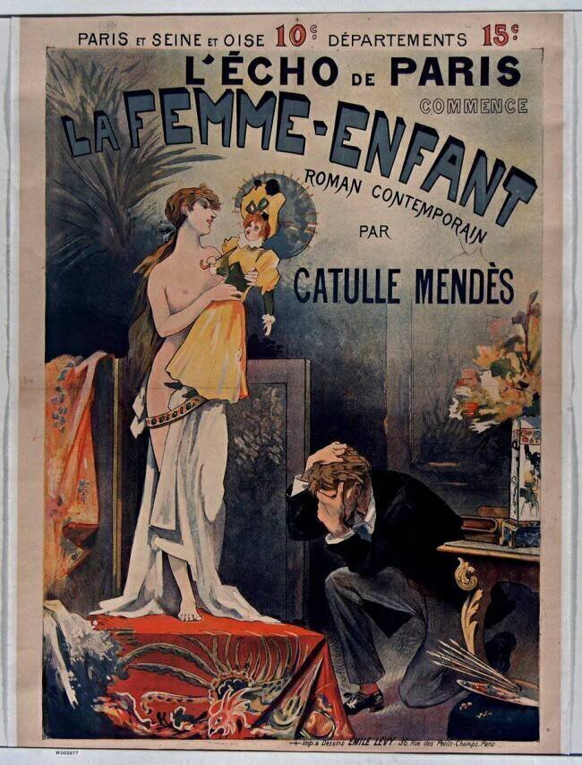 L'Echo de Paris commence La Femme-enfant roman contemporain par Catulle-Mendès Lucien Métivet