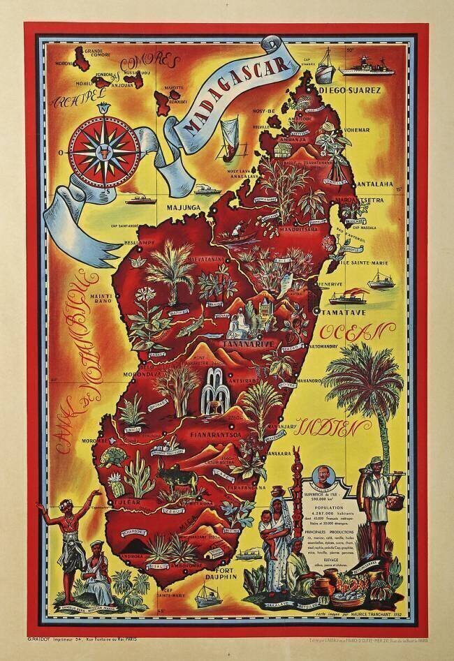 Madagascar, Bilderkarte Maurice Tranchant de Lunel