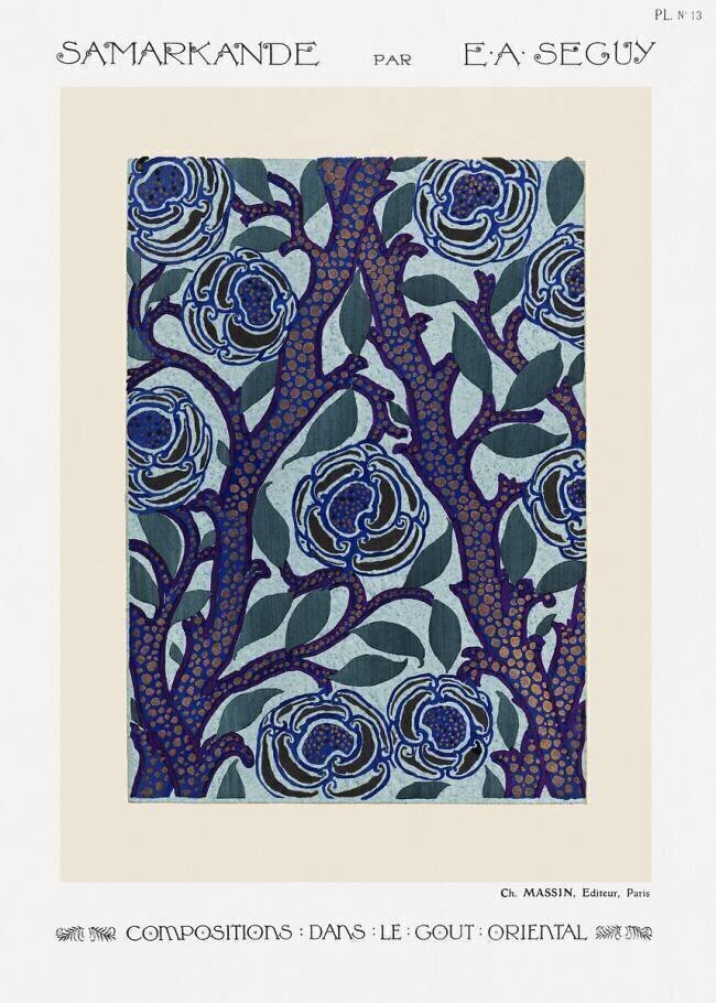 Motif de fleurs. Samarkande : 20 Compositions en couleurs dans le Style oriental Émile-Allain Séguy