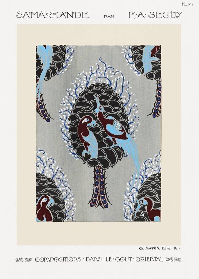 Motif d'oiseaux. Samarkande : 20 Compositions en couleurs dans le Style oriental Émile-Allain Séguy