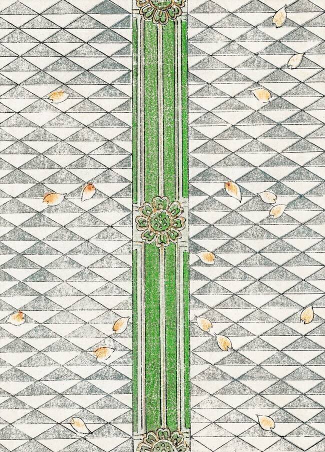 Motif floral géométrique Watanabe Seitei
