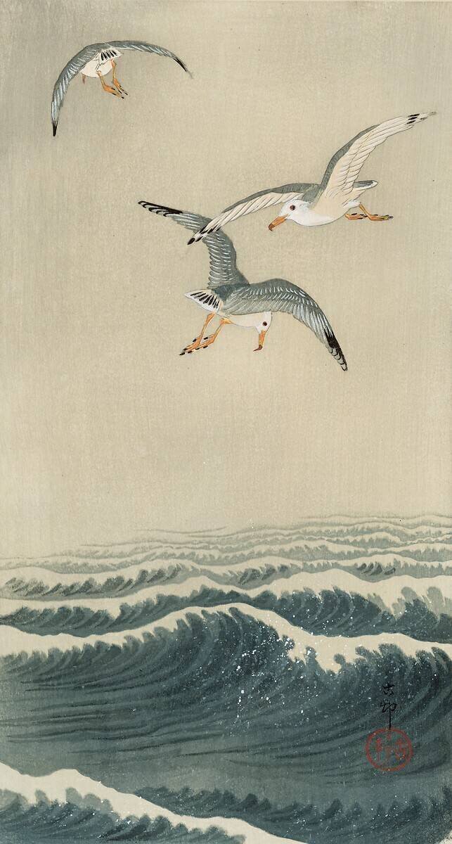 Mouettes en mer Ohara Koson