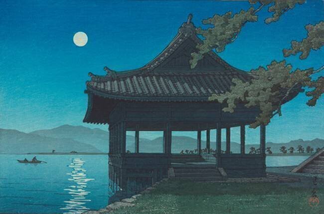 Pavillon Kankai, plage de Wakaura (Wakaura Kankaikaku) Hasui Kawase