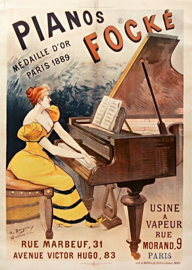Pianos Focké médaille d'or Paris 1889... Daynau