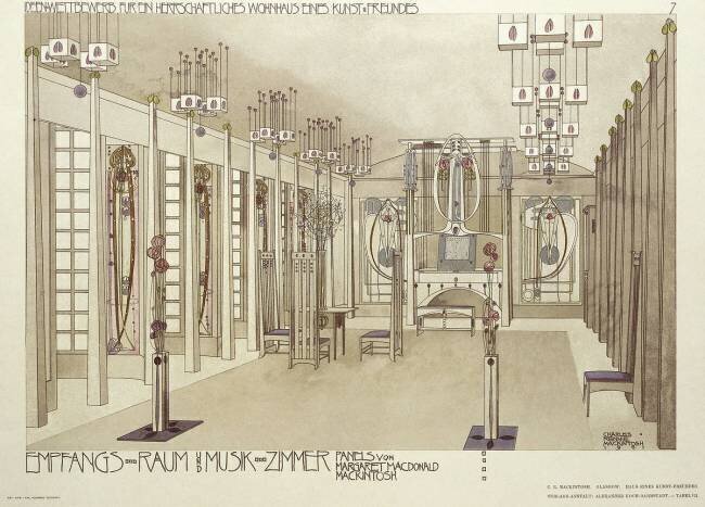 Projet pour une salle de musique Charles Rennie Mackintosh