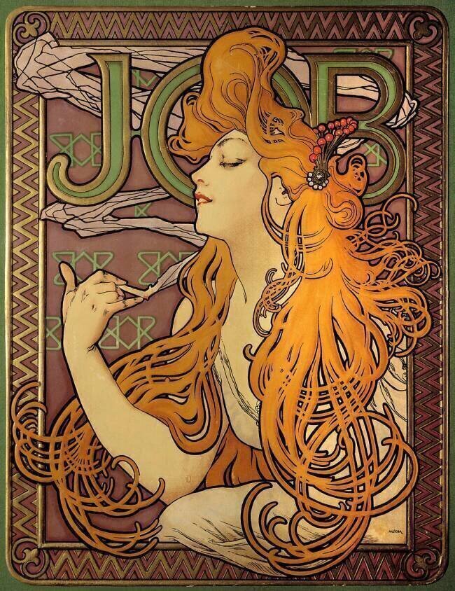 Publicité pour la marque de papiers à cigarette "Job" Alfons Mucha