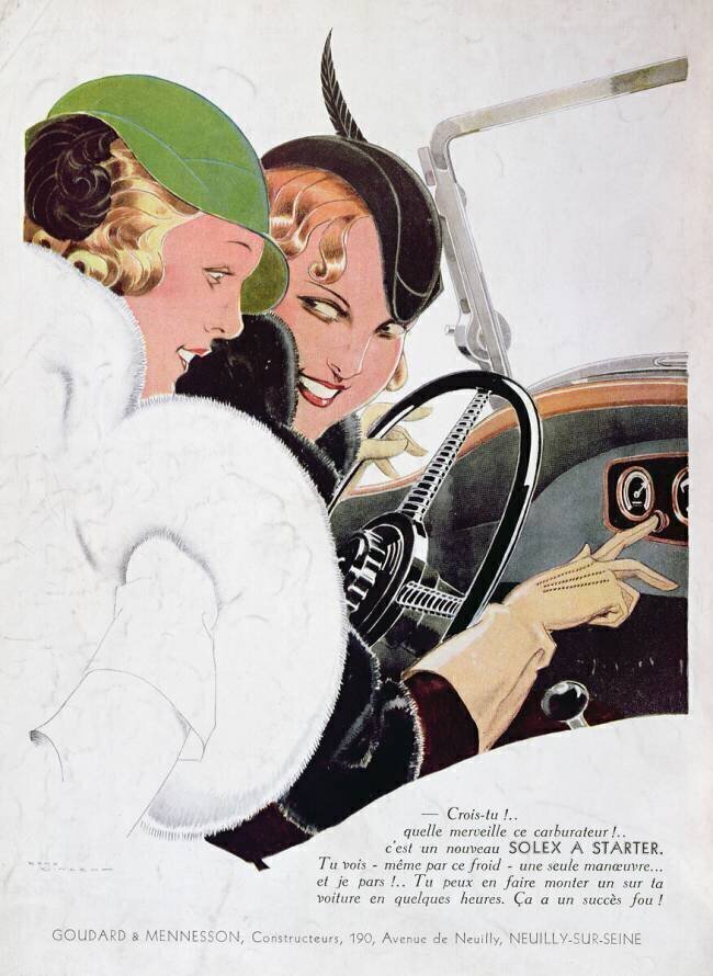Publicité pour les carburateurs Solex René Vincent