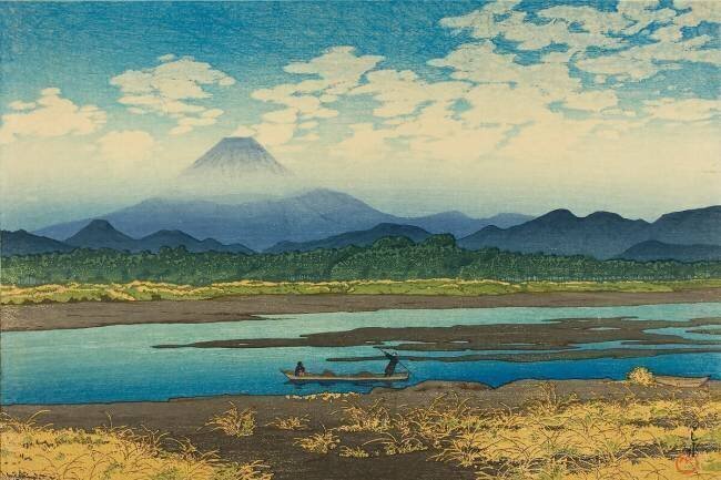 Rivière Banyu, de la série "Sélection de vues du Tokaido" (Tokaido fukei senshu, Banyugawai) Hasui Kawase