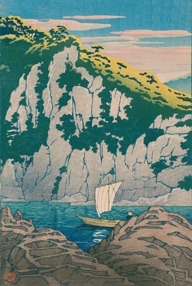 Rocher Horai, rivière Kiso Hasui Kawase