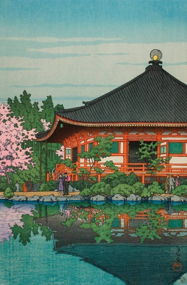 Temple de Daigo Denpo, Kyoto (Daigo Denpoin Kyoto) Hasui Kawase