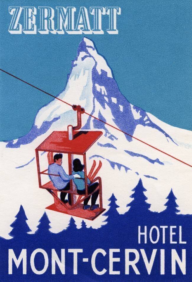 The Zermatt Peak with Skiers on Ski Lift anonyme