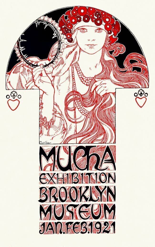 USA - Czechoslovakia : Art Nouveau affiche pour le Brooklyn Museum, exposition d'Alphonse Mucha Alfons Mucha