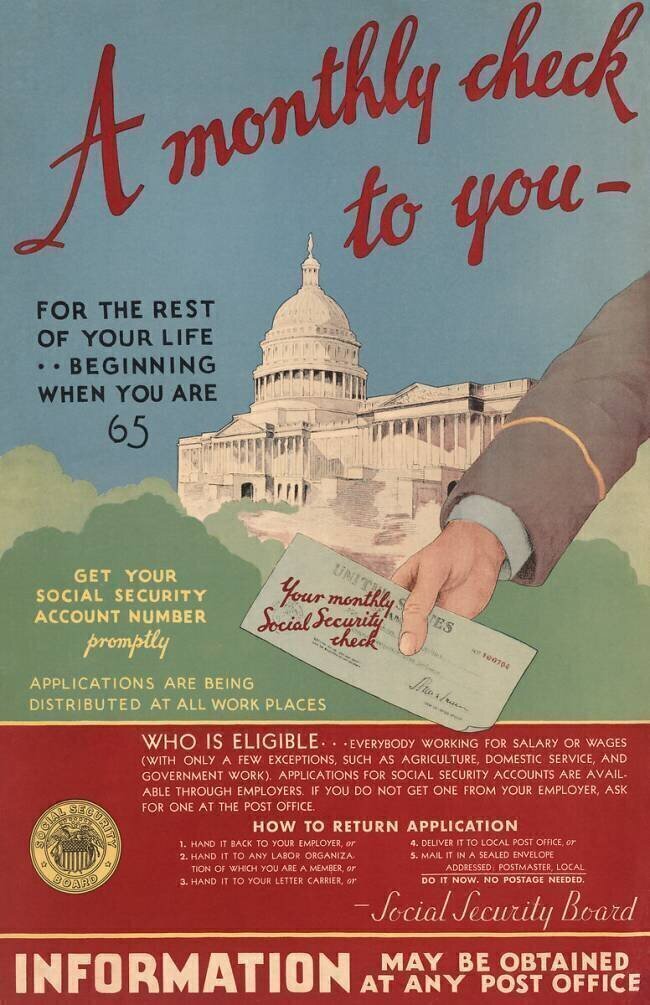 Vintage Poster Introducing Social Security anonyme