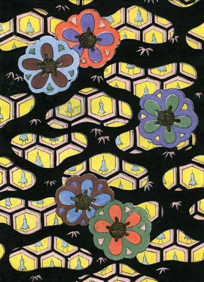 Woodblock Print of Honeycomb Pattern anonyme