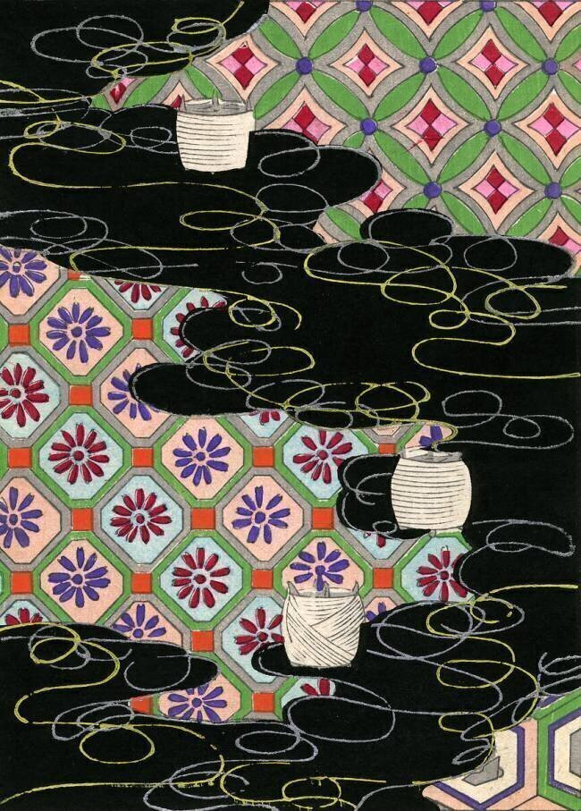 Woodblock Print of Lanterns on a River anonyme