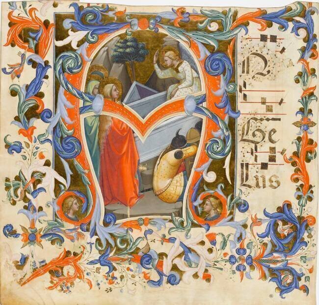 Grande enluminure d'un antiphonaire : lettre A Lorenzo Monaco