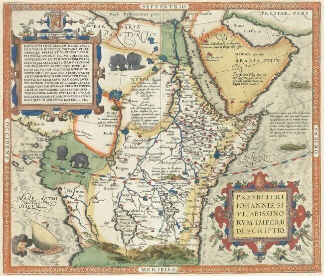 Carte de l'Afrique et de la péninsule arabique Abraham Ortelius