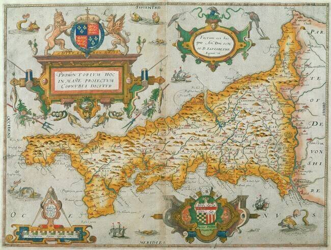Carte du comté de Cornwall Christopher Saxton