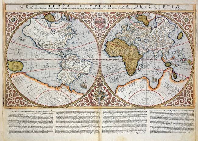 Carte du monde à double hémisphère Gérard Mercator